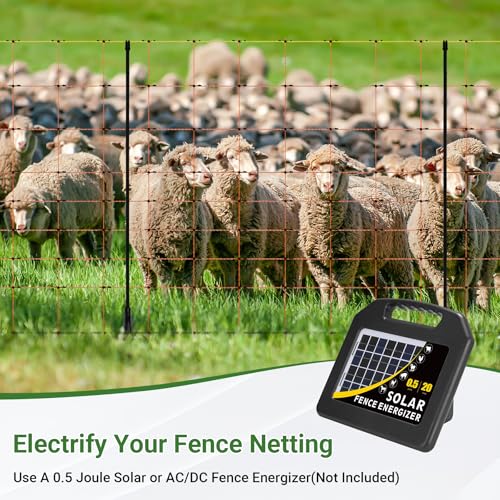 Electric Netting 35.4"H x 164'L | with Posts and Double-Spiked Stakes, Portable Electric Fence Netting for Backyards, Homesteads, Gardens, Farms, and Ranches - size: 35.4"H x 164'L