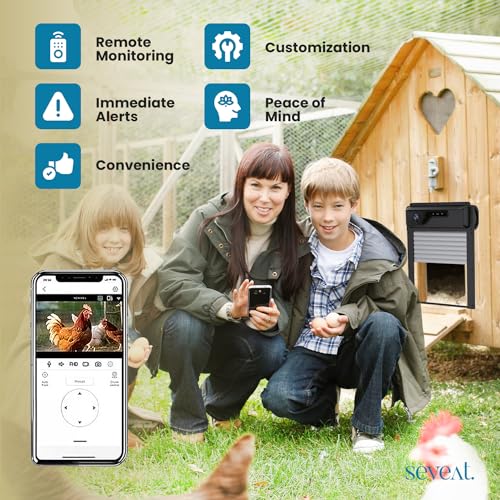 Automatic Chicken Coop Door with HD Camera | Solar Powered 5000mAh Battery | Remote, Timer & Anti-Pinch Sensor | App-Controlled Monitoring Door Opener (Black) - color: Black