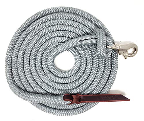 12FT Lead Rope with NP Snap - color: Grey, size: 12 ft. Nickel Trigger Snap