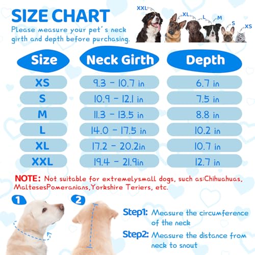 Dog Cone After Surgery - Soft, Comfortable, Adjustable Recovery Collar for Large, Medium, Small Dogs - Stop Licking with Soft Protect Edge (Love, M) - color: Love, size: M