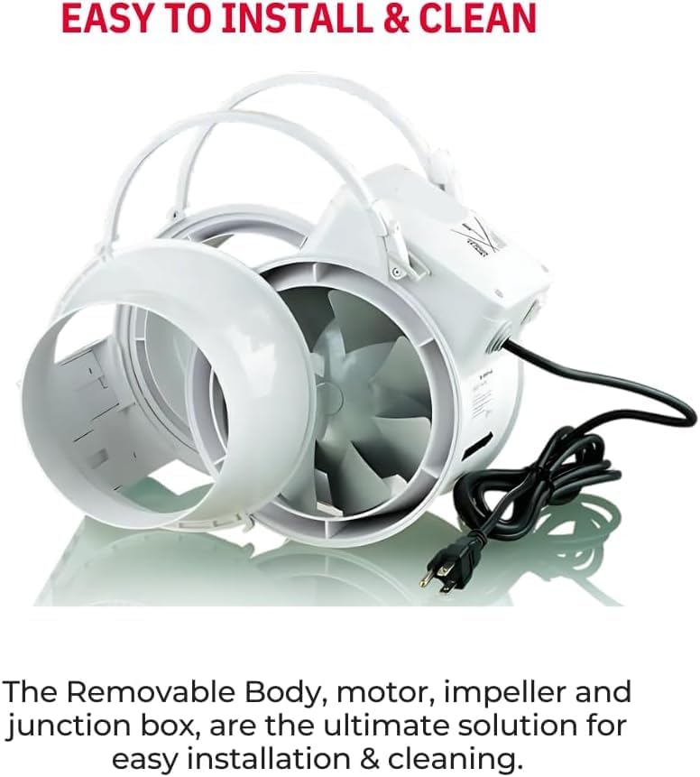 VENTS-US TT 200-8 inch Inline Fan for Ducting with High Static Pressure Application - Ideal Solutions for Multi-Purpose Supply or Exhaust Use in Household and Commercial Ventilation