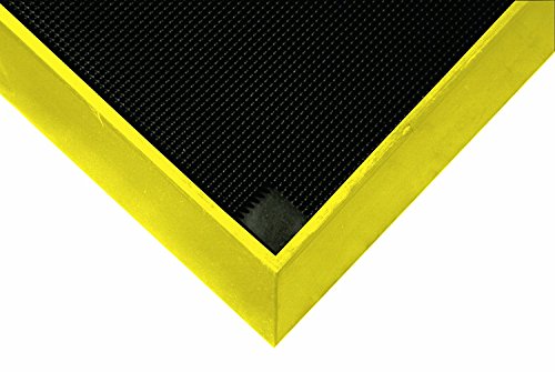 Footbath Mat - Black/Yellow. Shoe Mat - 5 Gallon Capacity. Tall Wall for Cleaning Solutions. 32"" L x 39"" W x 2-1/2"" Thickness. For Food Processing Facilities (222.2.5x32x39BK)