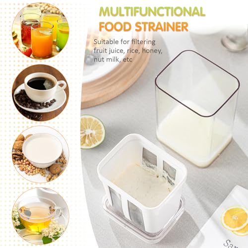 Yogurt Strainer, Small 1800ML (61 Oz) Fine Mesh Strainer, Rice Tea Juicing Food Sieve Strainer, Thick Greek Yogurt Milk Filter Kitchen Tools Reusable Homemade Cup with Stainless Steel Mesh