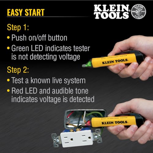 Klein Tools NCVT1PKIT Electrical Tester Kit with Non-Contact Low Voltage Test Pen, 50 to 1000V AC and GFCI Receptacle Tester, 2-Piece - size: NCVT & Receptacle Tester