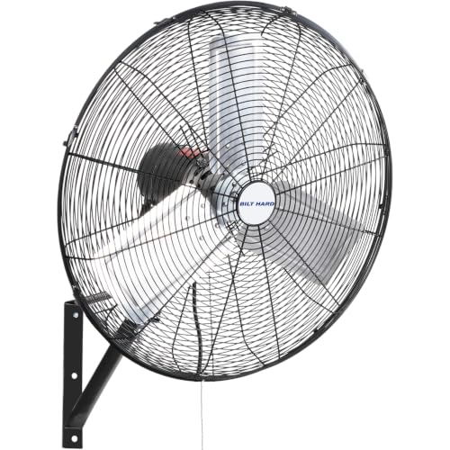 BILT HARD 24in. 6500 CFM High Velocity Wall Mounted Fan, 3-Speed Heavy Duty Shop Fan, Industrial Oscillating Fan for Commercial, Garage, Factory, Warehouse and Jobsite Use - size: 24 inch