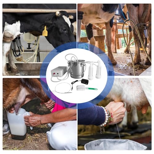 Milk Machine for Goats - Goat Electric Milking Machine - Efficient & Gentle Animals, Food Grade Milk Bucket 3L, Pulsating Vacuum Pump for Dairy Farms