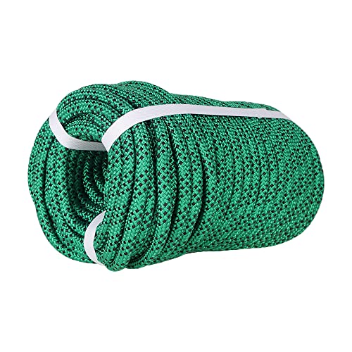 Premium Polyester Braid Rope, 3/8IN 100FT, 3520 lb High Strength Arborist Bull Rope, Multi Purpose Strong Pulling Rope, for Gardening, Camping and Swing (Green and Black)