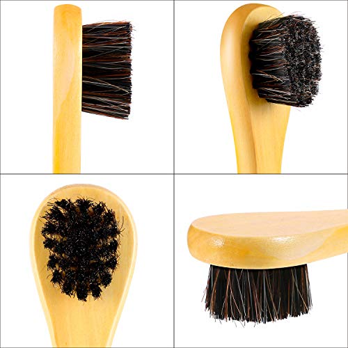 Jovitec 5 Pack Horsehair Polish Applicator Brush Kit Saddle Soap Shoe Shine Brush Dauber Wooden Care Shine Clean for Leather Boot Bag - color: Light Yellow
