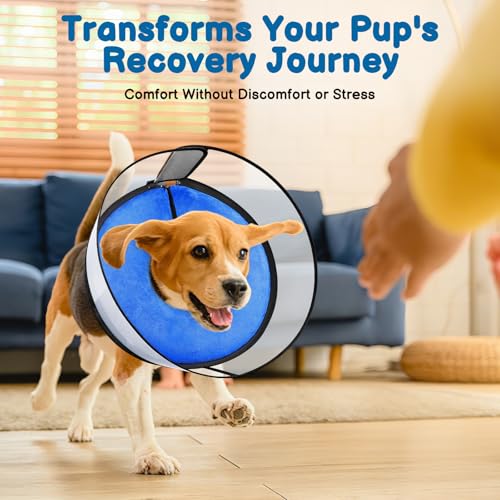 Dog Donut Collar, 2-in-1 Inflatable Dog Collars for After Surgery to Stop Licking Wounds, Patented Protective Donut Cone with High Shield for Small and Medium Pets (Blue, M) | Soft Recovery Cone Collar, Rigid & Higher Shield for Pets, Stop Licking Wounds,