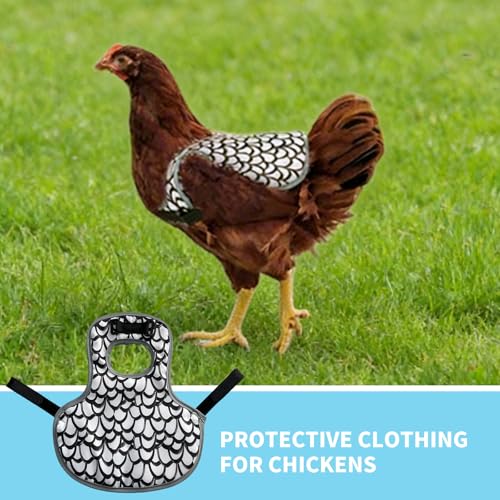 2 Pcs Chicken Saddles for Hens Chicken Apron Back Protector with Adjustable Strap Reusable with Wing Protector Feather Print