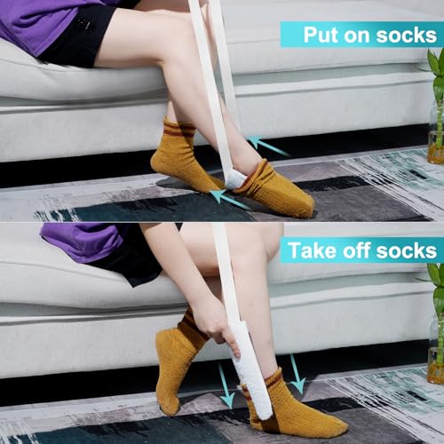 Sock Aid, Sock Helpers to Put on Your Socks for Seniors, Disabled, Pregnancy, Assist Device for Elderly, Tool Aide Puller Easy on and Off with No Bending(Oatmeal Heather) - color: Oatmeal Heather