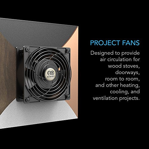 AC Infinity AXIAL S1238, 120mm Muffin Fan with Speed Controller | UL-Certified for Doorway, Room to Room, Wood Stove, Fireplace, Circulation Projects - size: Single 120 x 120 x 25 mm, Speed Controller