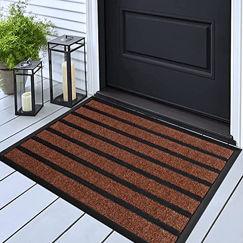 Ubdyo Extra Durable Door Mat Outside Entrance (30" x 17", Bright Burgundy) | Dirt Trapping, Non-Slip Backing, Indoor or Outdoor Use, Welcome Mat, Low Profile, Natural Rubber, Stain Fade Resistant - color: Bright Burgundy, size: 30" x 17" (Rectangular)