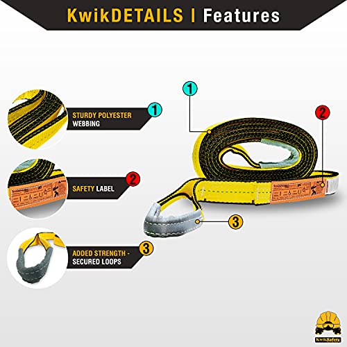 KwikSafety - Charlotte, NC - Mighty Sumo 2”x 30’ Poly Web Sling Lifting Strap Construction ASME OSHA / 6400lbs Vertical 5100lbs Choker 12800lbs Basket/Rigging Moving Towing Hoisting Gear - size: 2"X30' | 6400 lbs