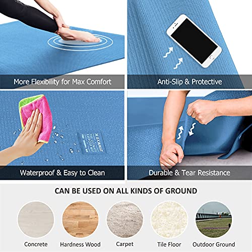 GXMMAT Large Yoga Mat 12'x6'/10'x6'/6'x8'(7mm), Extra Thick Workout Mats for Home Gym Flooring, Ultra Comfortable Non-Slip Quick Resilient Barefoot Wide Exercise Mat for Pilates, Stretching,Meditation - color: Blue Sky, size: 6*10 FT