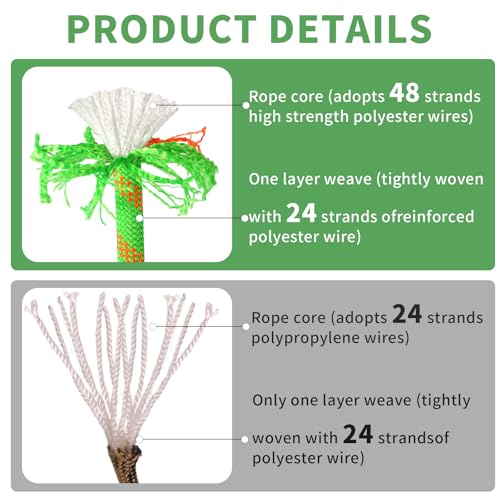 Arborist Rope 5/8in Climbing Rope Tree Rope for Outdoor Climbing Swing Sailing Halyard - style: Green1