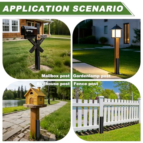 4-Pack Fence Post Repair Kit, 3MM Steel Anchors, Fix 4x4/6x6 Posts, No Digging