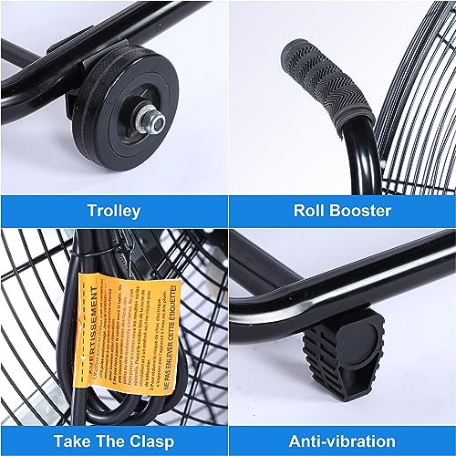 Dynamic 30-Inch Floor Fan with Roll Booster - Industrial-Grade Airflow, 360 Degree Adjustable Tilt, and Portable Design for Rapid Cooling and Flexible Air Circulation - size: 30 Inch, style: 1 Pack