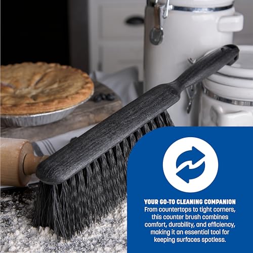 Sparta Counter and Bench Brush, Polypropylene Bristles, 8 Inch, Black | Flo-Pac, Polypropylene Block, Fine Dust and Sawdust, Smooth Surfaces, 13-Inch Overall Length, BPA Free