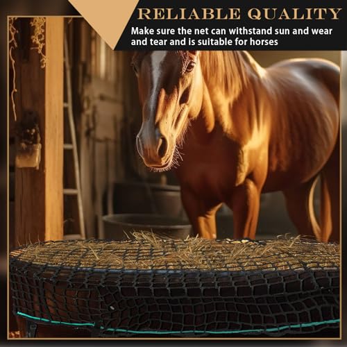 2 Pieces Heavy Duty Stock Tank Slow Feed Hay Net 74 x 45'' 1-4/7'' Holes Hay Feeder with Buckle Adjustable Large Hays Bags for Horses Goats (Stock Tank Not Included)