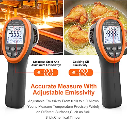 Infrared Thermometer Gun - BTMETER 985C Non Contact 16:1 IR Laser Temperature Gun Digital Instant Read -50℃~800℃(-58℉~1472℉) for Food Cooking Kitchen Grilling HAVC(NOT for Human Temp)