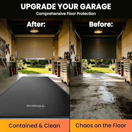 7'9''x18' Heavy Duty Garage Floor Mat, 1.2inch Thick Containment Mats, Waterproof PVC Matwith High Elastic Sponge Column, Non-Slip Surface, Parking Mat with a Squeegee - size: 7'9"x18'