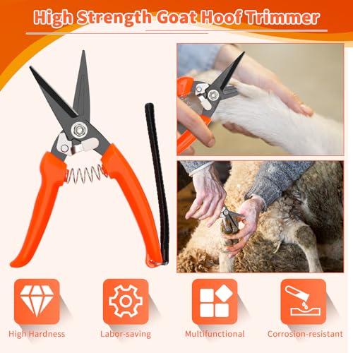 Goat Hoof Trimmer Kit, 8” Goat Hoof File Trimmer for Sheep | Double-Sided File/ Shears/ Storage Bag