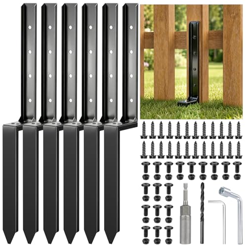 Fence Post Repair Kit, 6 Pack Heavy Duty Fence Post Anchor Stabilizer for Repairing Broken Leaning Tilted Damaged Wood - size: 6 PCS