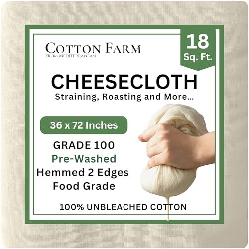 Cotton Farm Grade 100 XL Cheese Cloth for Straining & Cooking; 18 Sq. Ft. (2x1 yards); 100% Unbleached Cotton Cheesecloth; Reusable with Finished 2 Edges; Ultra-Dense (the finest) Butter Muslin - size: 72 x 36 inch / 1 piece