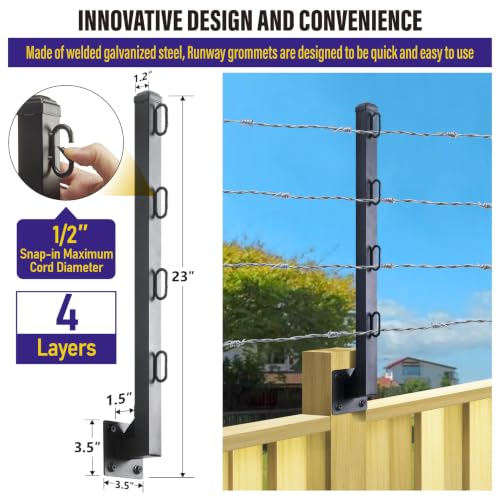 Hulave 8-Pack Fence Post Extender, High 23" Fence Barbed Wire Extend Arm, Used to add Height to Wood Fences for Privacy and to Prevent Animals from Jumping Away and Breaking in (Matte-Black) - size: Heigh-23in