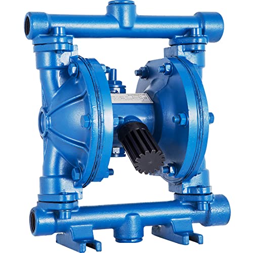 VEVOR Air-Operated Double Diaphragm Pump, 1/2 in Inlet & Outlet, Cast Iron Body, 8.8 GPM & Max 120PSI, Nitrile Diaphragm Pneumatic Transfer Pump for Petroleum, Diesel, Oil & Low Viscosity Fluids - size: 3.0 GPM