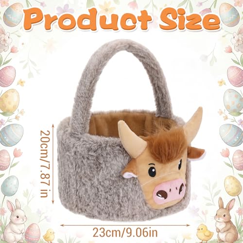 Leinuosen Halloween Trick or Treat Basket Plush Cow Candy Baskets Cute Festivals Gift Bags Buckets for Tote Bags for Decorations Candy Gifts Storage - style: Cow