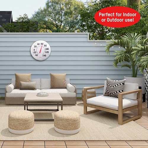 Taylor Big & Bold Outdoor Wall Thermometer, 13.25-Inch Weather-Resistant Patio Thermometer for High Temperature Readings, Easy-to-Read Numbers for Garden, Porch, Deck, Backyard, or Indoor Use, White - color: White, size: 13.25 inches (Pack of 1)
