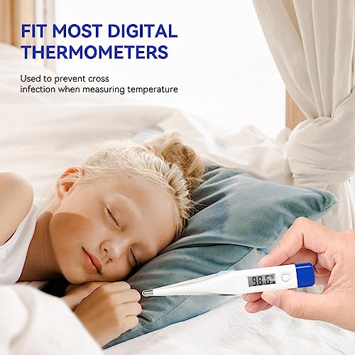 Berrcom Disposable Digital Thermometers Probe Covers Set of 100 Oral Rectal Thermometer Probe Cover Universal Thermometers Sleeves for Adult and Kids - color: White