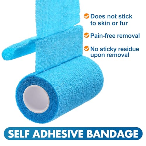 LotFancy 10 Rolls Self Adhesive Vet Wrap, 3 Inch Cohesive Bandage Wrap for Horses, Dogs, Cats, Pet, Animal, Non-Woven Medical First Aid Tape for Wounds, Paw, Leg, Foot, Ankle Sprains & Swelling - size: 3 Inch x 5 yards