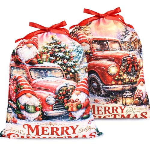 KzgtY Christmas Gnome 2PCS Gift Bags with Drawstring, 16 x 12 Inch Reusable Present Sacks for Christmas,Brithday, Holidays,Parties & Gift Packaging - color: Christmas Gnome