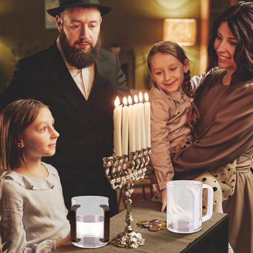 2Pcs Washing Cup Judaica with Dual Handles, Unbreakable Clear for acrylic Netilat Yadayim Cup for Everyday & Passover Seder, Shabbat, Shul, Synagogue & Home (BLACK&WHITE) - color: BLACK&WHITE