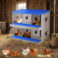 Chicken Nesting Box, 6 Compartment Galvanized Steel Chicken Laying Boxes, Heavy Duty Rustproof Chicken Coop with Easy Egg Collection for Backyard Farms - Wall Mountable, Blue