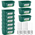 Chicken Feeder Waterer, 10 Pack Duck Feeder Supplies, Hanging Fence Feed Trough with Clips for Goat, Sheeple, Piglet, Gooses, Turkeys, Dog Livestock Poultry,Green - color: 10 pack Green