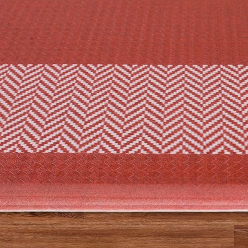Chef Gear Hettie Anti Fatigue Cushioned Kitchen Mat 18"x32" Red - color: Hettie Herringbone Red, size: 32"L x 18"W x 0.3"Th