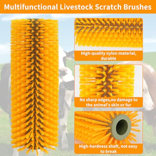 Entire Livestock Scratching Brush Horse Scratcher Full Massage Grooming Brush Animal Back Itch Relief With 16 Screws for Goat，Cattle, Sheep, Horses, Pigs (Yellow)