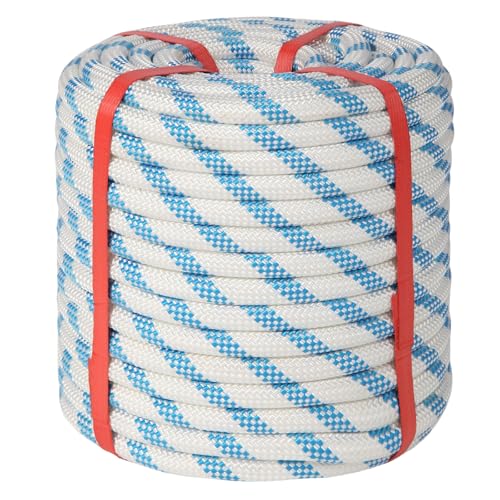 Double Braid Arborist Rope, 1/2 Inch x 200 ft, 9000 LBS Breaking Strength Heavy Duty Tree Climbing Rope, Outdoor Swing Rope for Trees, Climbing, Sailing & General Use - size: 1/2inch*200ft, style: White