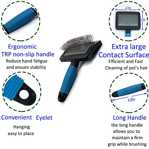 Dog Brush For Long Haired Dogs Poodles-Dog brushes for grooming&shedding-Large Firm Slicker Brush for Goldendoodles-With Soft Massage Grooming Stainless Steel Pins, Pet Grooming Wire Brush-25mm(1") - size: Bule