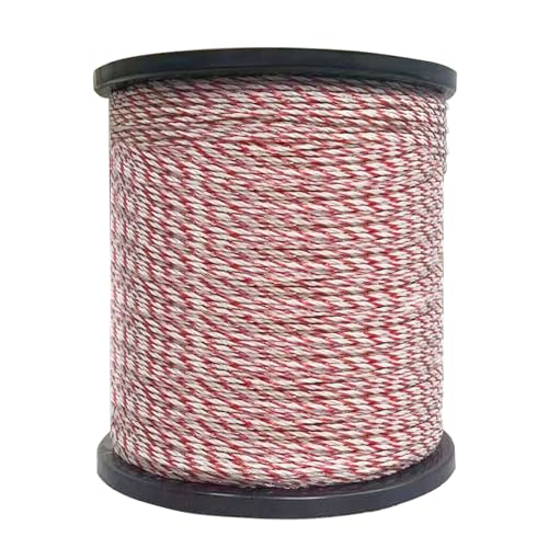 Fence Rope,Upgraded Electric Fence Polywire,6 Stainless Steel Strands for Reliable Conductivity and Rust Resistance UV Resistant,3366 Feet/1026 Meters,Red and White Color - size: 3366Feet