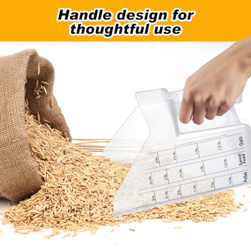 Uiifan 2 Pcs 3 Quart Horse Feed Scoop with Measurements for Farm, White | Heavy Duty Plastic Livestock Measuring Scoop, for Goat, Sheep and Cattle, Barn Feeding of Grain, Pellets, Sweet Feed & Oats - style: White