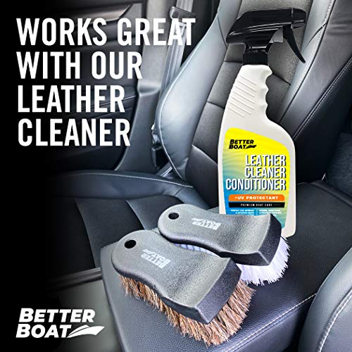 Upholstery Brush Set, Carpet and Car Cleaning Brushes, Horsehair Detailing | Brush for Upholstery Cleaner, Leather, Interior, Boat, Couch, and Sofa Cleaning