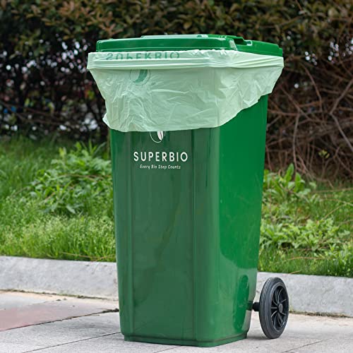 SUPERBIO 33 Gallon Compostable Yard Waste Bags, 40 Count | Lawn & Leaf Bags, ASTM D6400, BPI, OK compost INDUSTRIAL - style: 33 gallon, 40 count