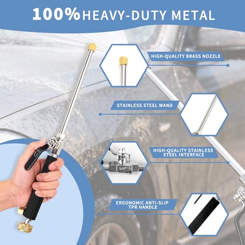 39'' High Pressure Washer Hose Attachment Jet Nozzle Sprayer Wand | Hose Power Washerwith Flexible Hose Nozzle,Cleaning Tool for Gutter Patio Car - color: Black-Extend