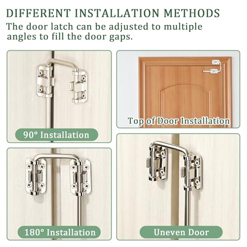 Mooche Sliding Door Lock,90/180 Degree Installation Loop Bolt Lock,Sliver | U-Bolt Lock Door Security Latch, 4 Inch Barn Door Lock Zinc Alloy Screws Included for Uneven Door Toilet Fence Garage - color: Sliver