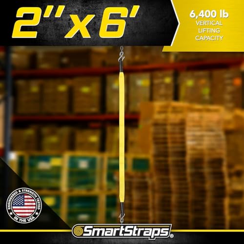 SmartStraps 2”x6’ Nylon Webbing Sling (1pk) – 6,400lb Vertical Lifting Capacity – Safely Lift Heavy Loads, Made with Strong Flexible Webbing, Small, Yellow - size: 6" 6400 lb - 1PK